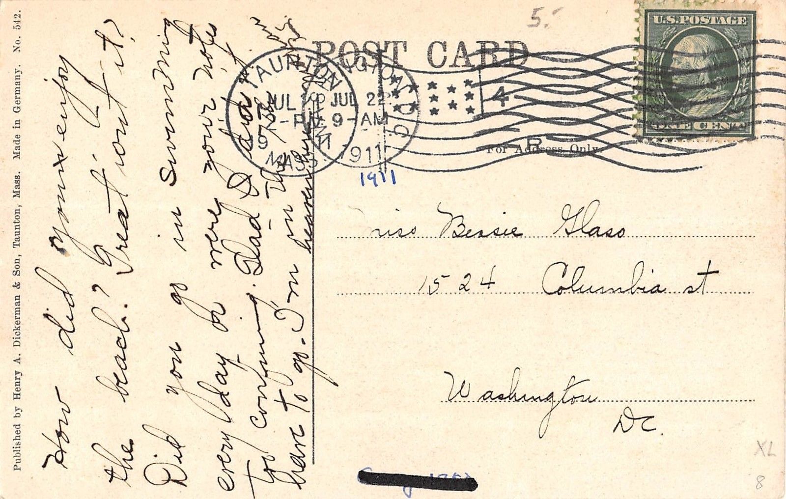 Britannaiaville Four Courners Showing Streets & People Antique Postcard V5766 - Image 2