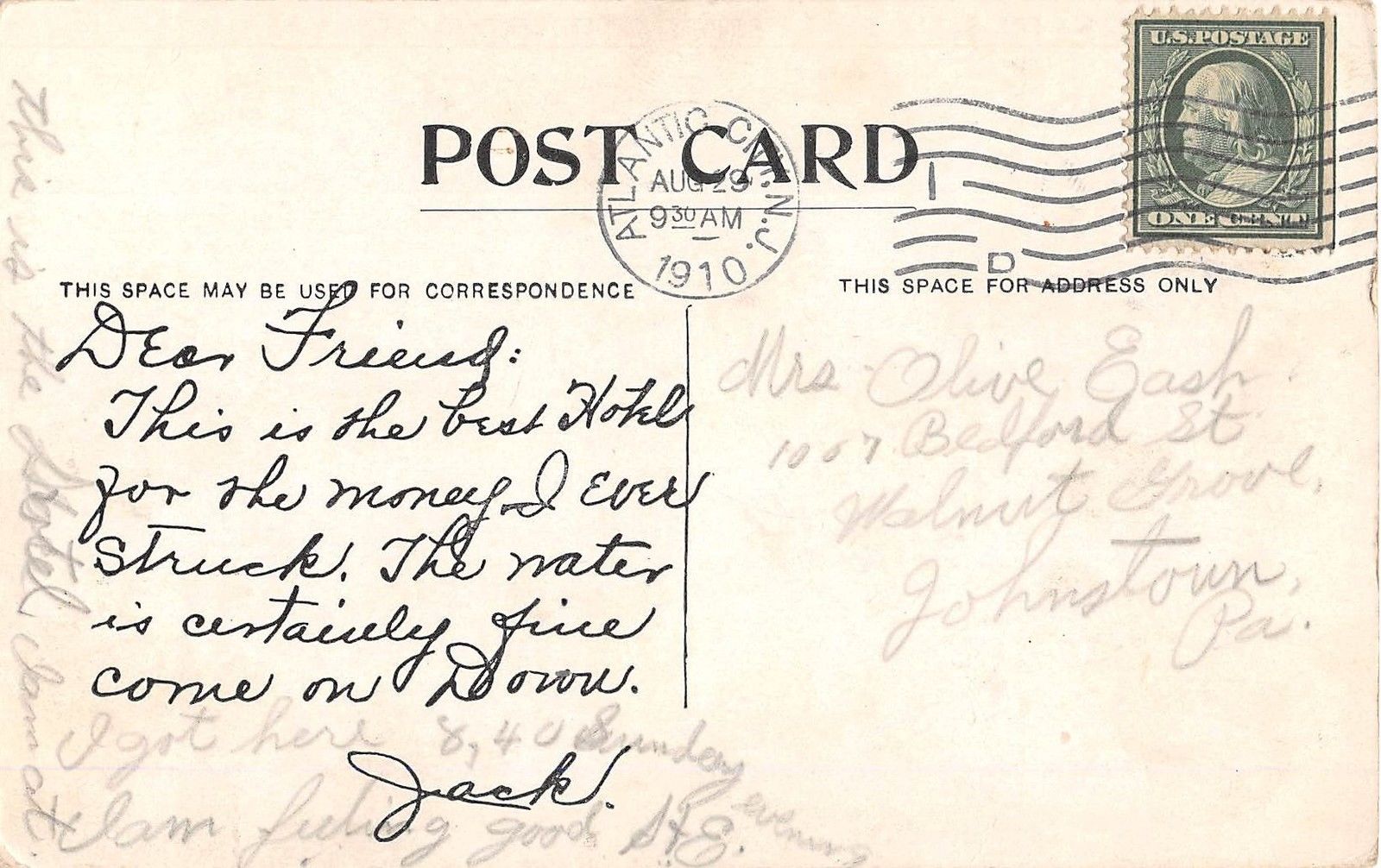 Atlantic City New Jersey Hotel Elberon & Fireproof Annex Antique Postcard J12306 - Image 2