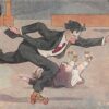 Pair of roller skating adults children indoor skating rink antique pc (Y9703)