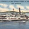 New England Ticonderoga Steamer Linen Antique Postcard (J35709)