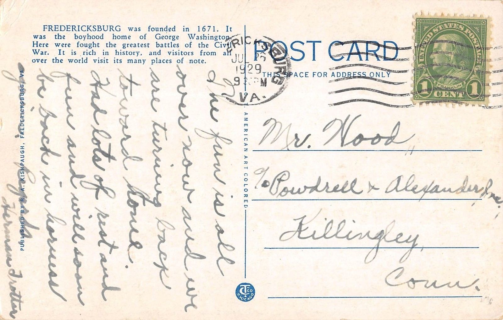 Fredericksburg Virginia Princess Anne Street And Bldgs. Antique Postcard V22717 - Image 2