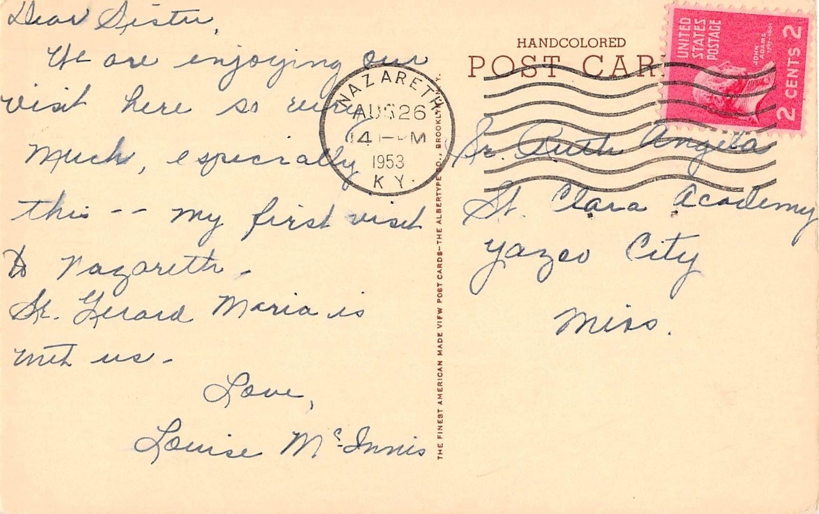 Nazareth Kentucky College & Academy Church Antique Postcard (J8039) - Image 2