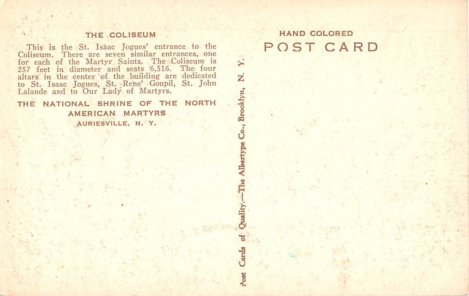 Auriesville New York Coliseum St Isaac Jogues Entrance Antique Postcard (J8056) - Image 2