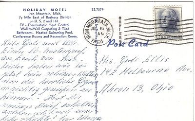 S673 Holiday Motel Iron Mountain MI postcard - Image 2