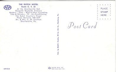 S1044 The Dutch Motel Shartlesville PA postcard - Image 2