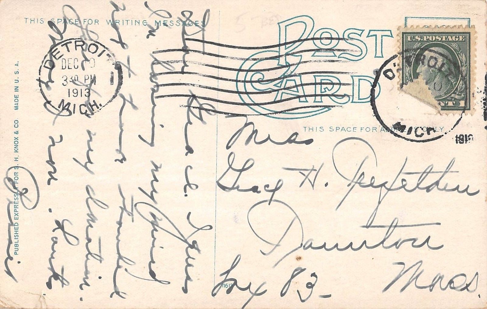 Jackson Michigan Main Street West From Francis Street Antique PC V9976 - Image 2