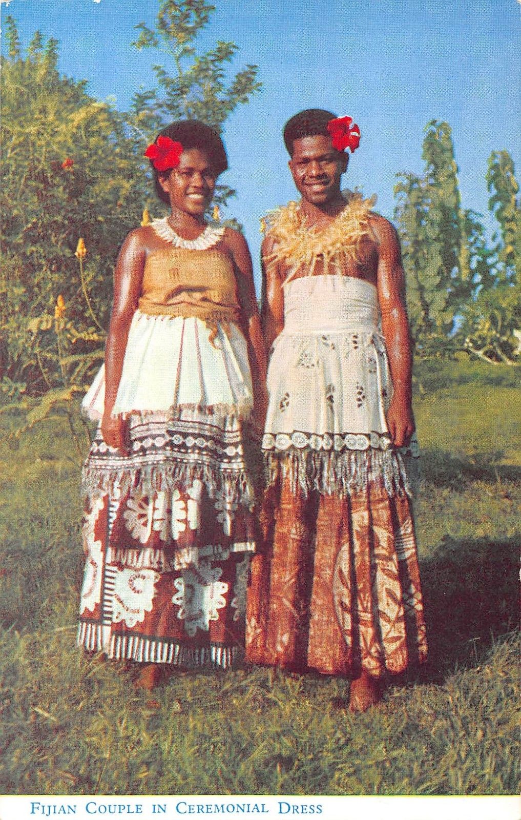 Suva Fiji Fijian Couple in Ceremonial Dress Vintage Postcard (J26047 ...