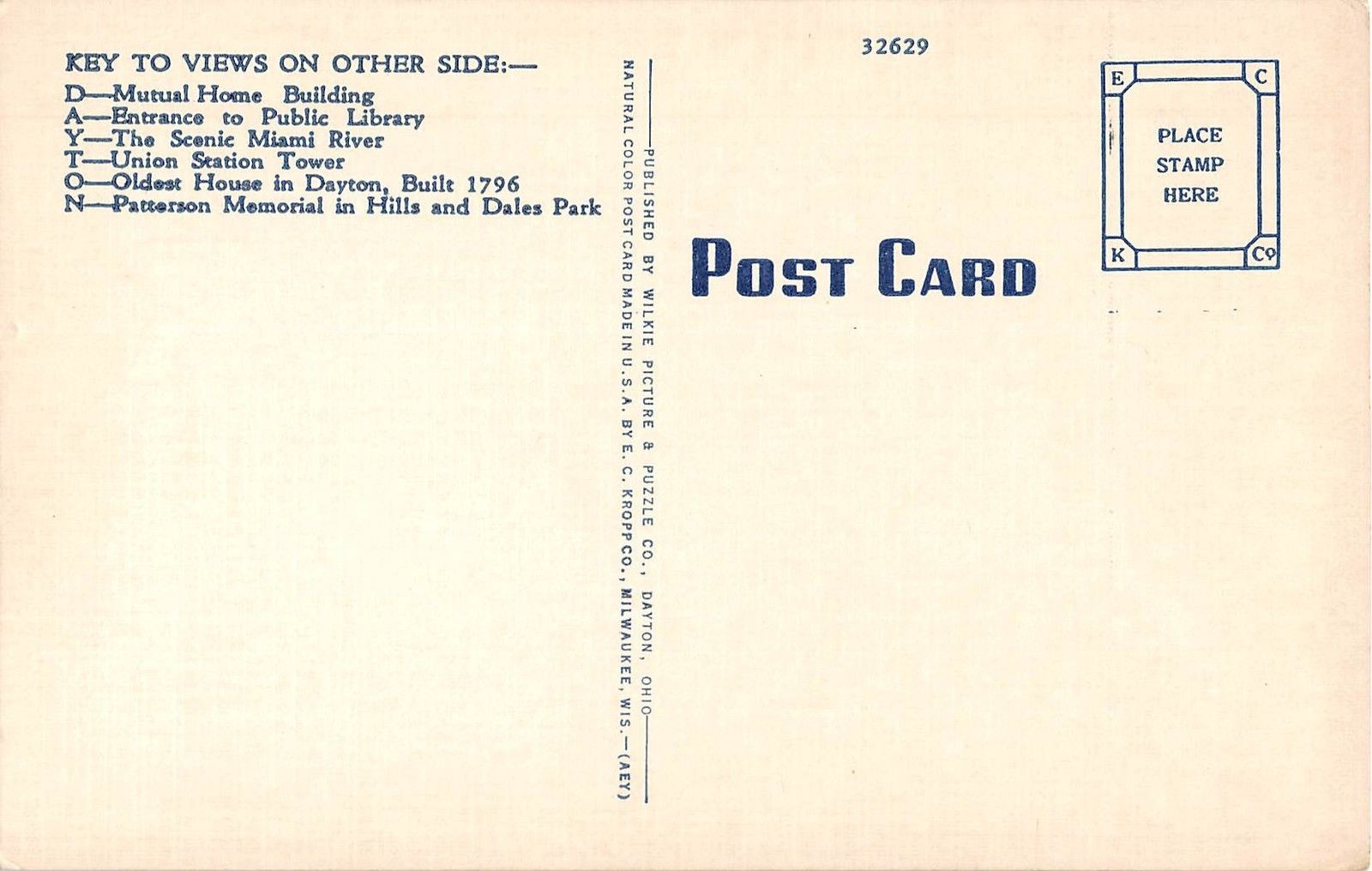 Dayton Ohio Greetings Large Letter Linen Antique Postcard (J15072) - Image 2