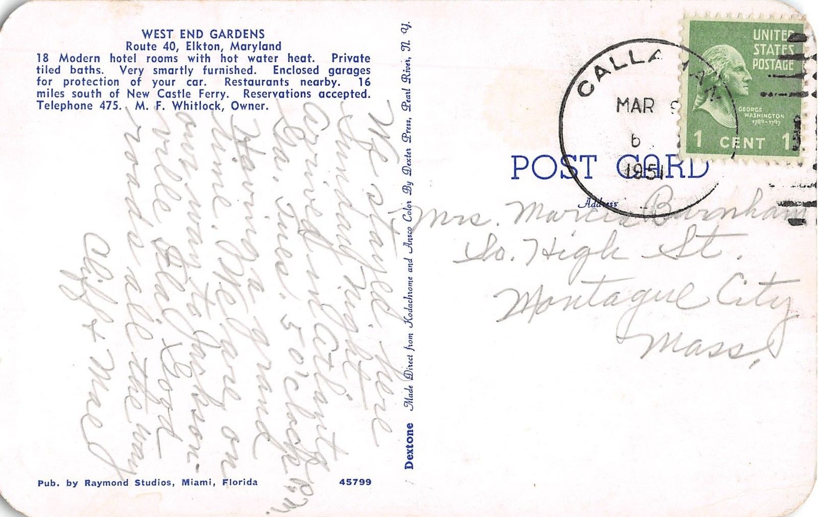 Elkton Maryland West End Gardens Vintage Postcard (J15552) - Image 2