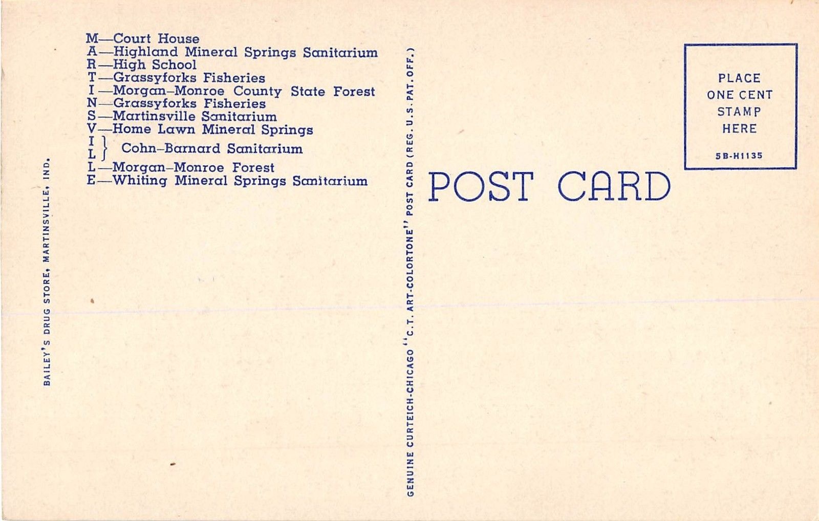 Martinsville Illinois Greetings Large Letter Linen Antique Postcard (J5954) - Image 2