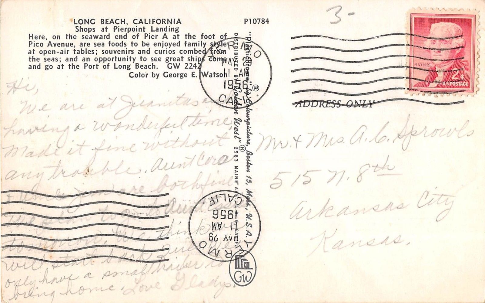 Long Beach, California Vintage Postcard (T37) - Image 2