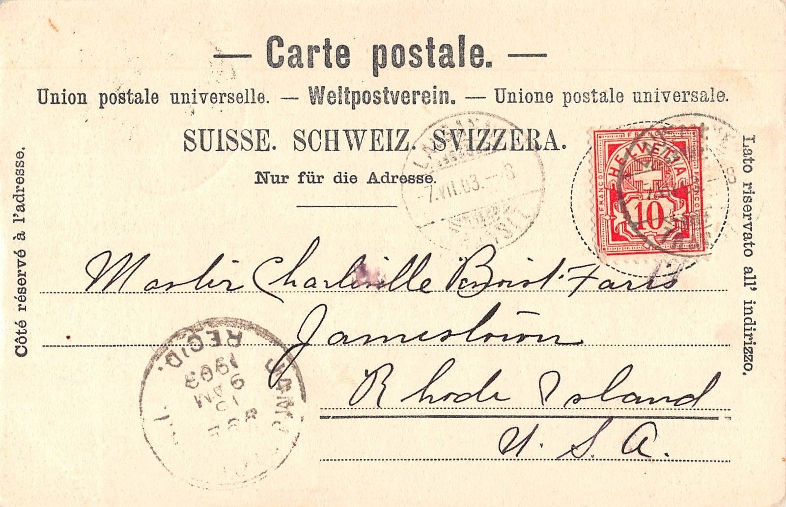 Lausanne Switzerland Alpes Scenic View Antique Postcard (J26406) - Image 2