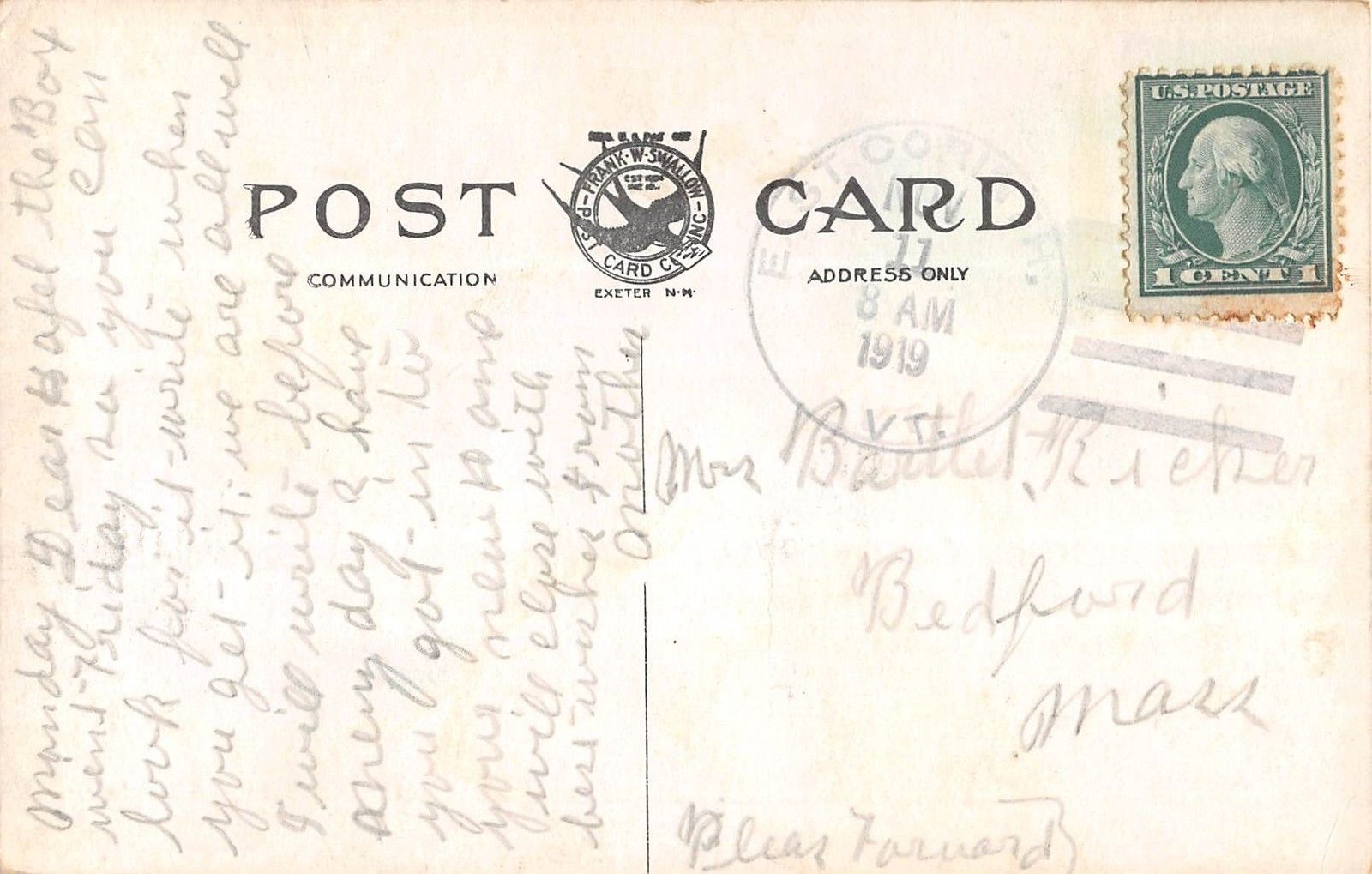 Bradford Vermont Corner of North Main Street And Wright Ave Antique PC V14592 - Image 2