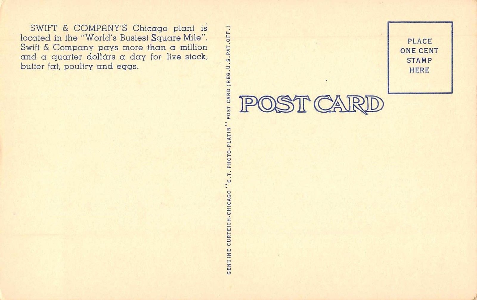 Chicago Illinois Swift & Company Plant Antique Postcard (J37689) - Image 2