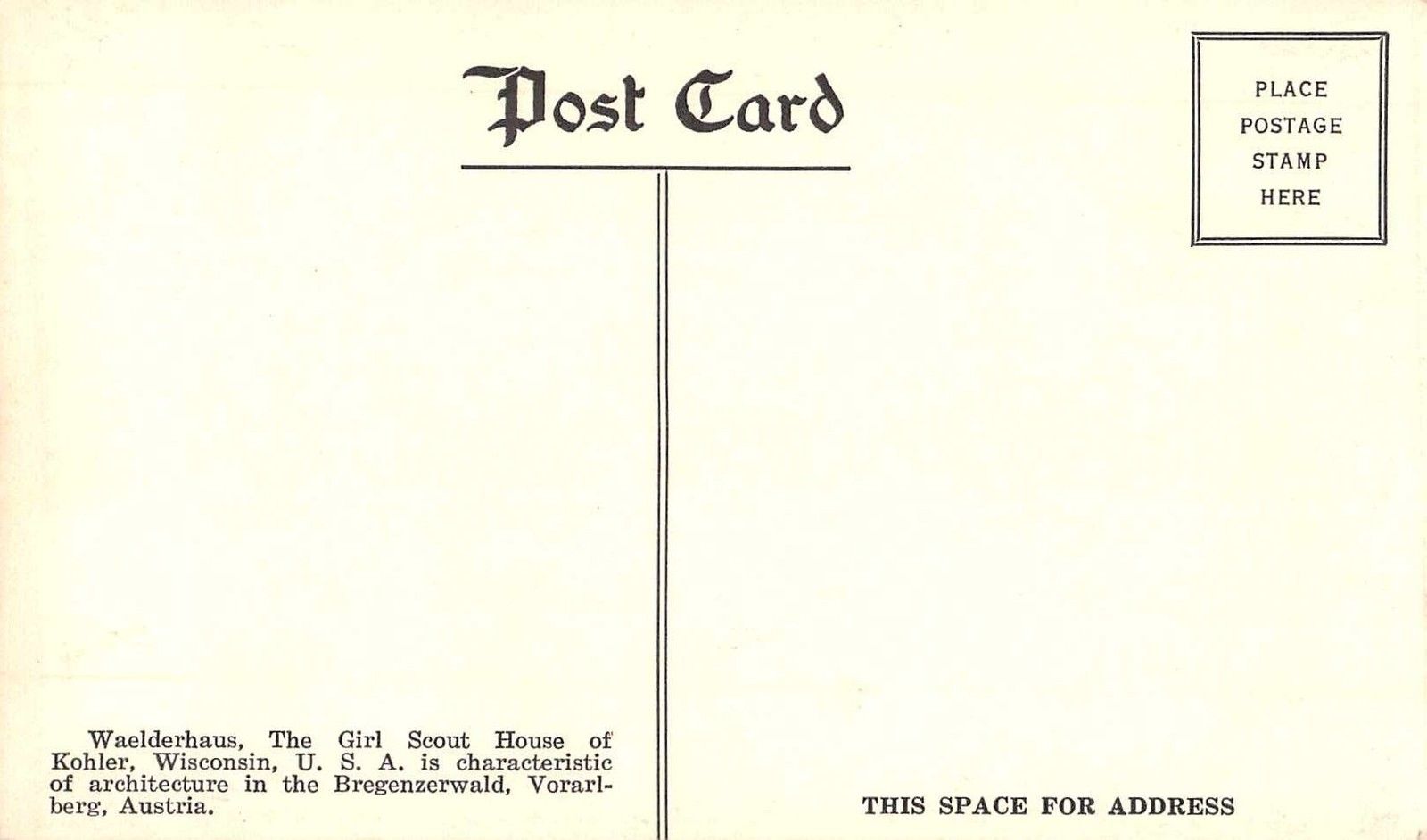 Kohler Wisconsin Waelderhaus Girl Scout House Antique Postcard (J37690) - Image 2