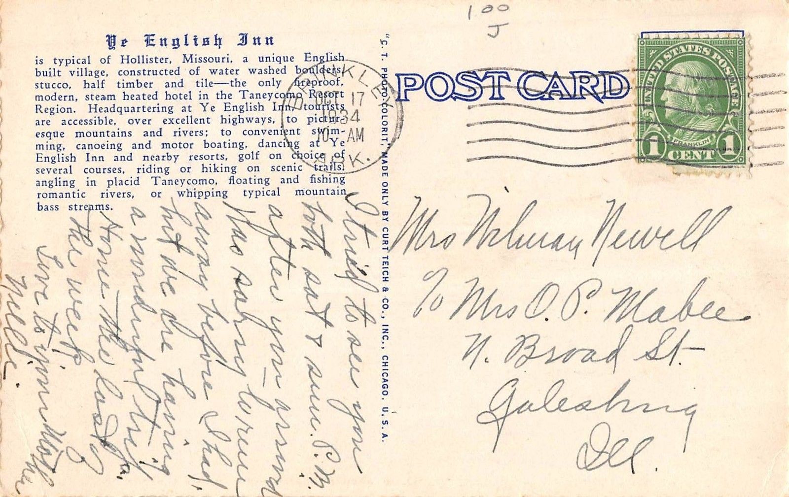 Hollister, Missouri Antique Postcard (T3477) - Image 2