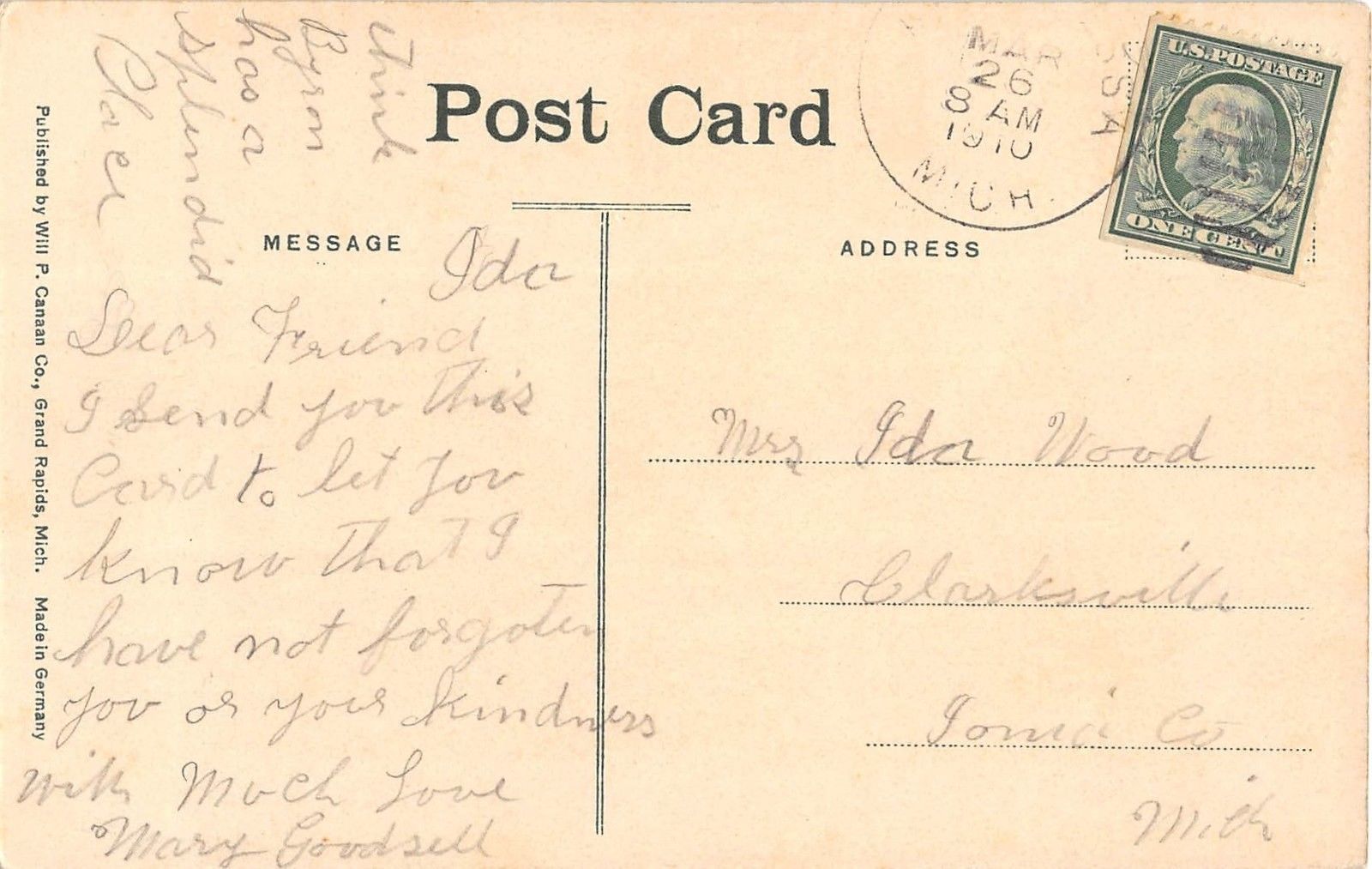 Lake Odessa Michigan M.E. Church General View Antique Postcard V14197 - Image 2