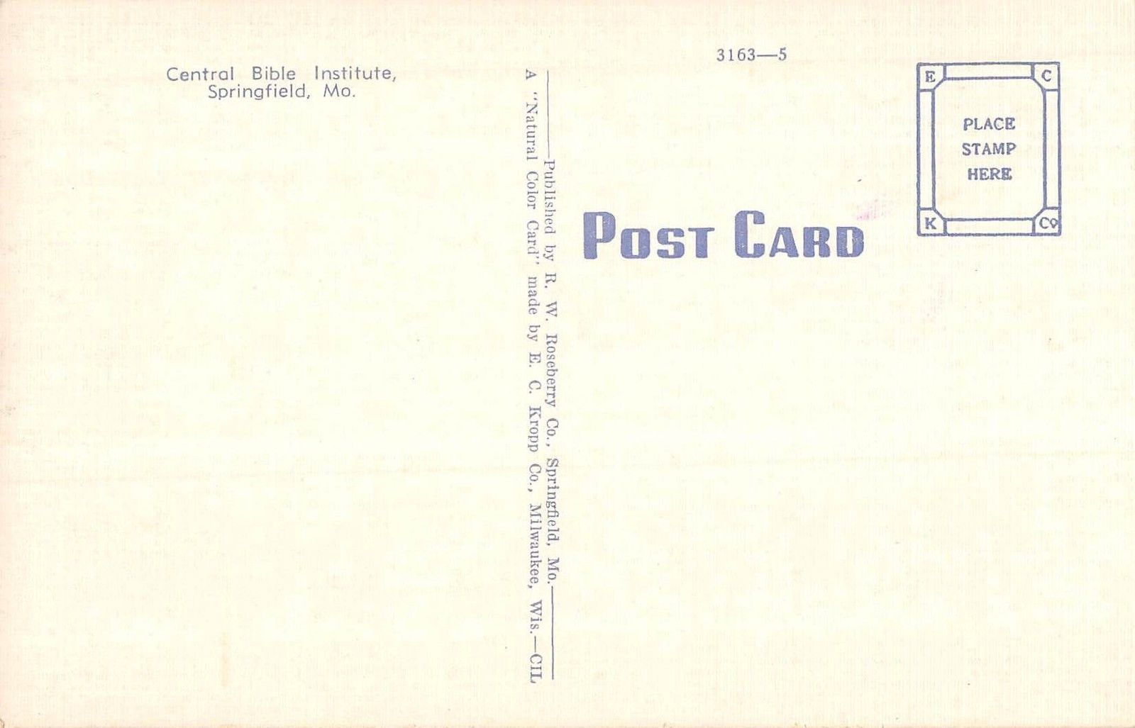 Central Bible Institute, Springfield, Missouri Antique Postcard (T3482) - Image 2