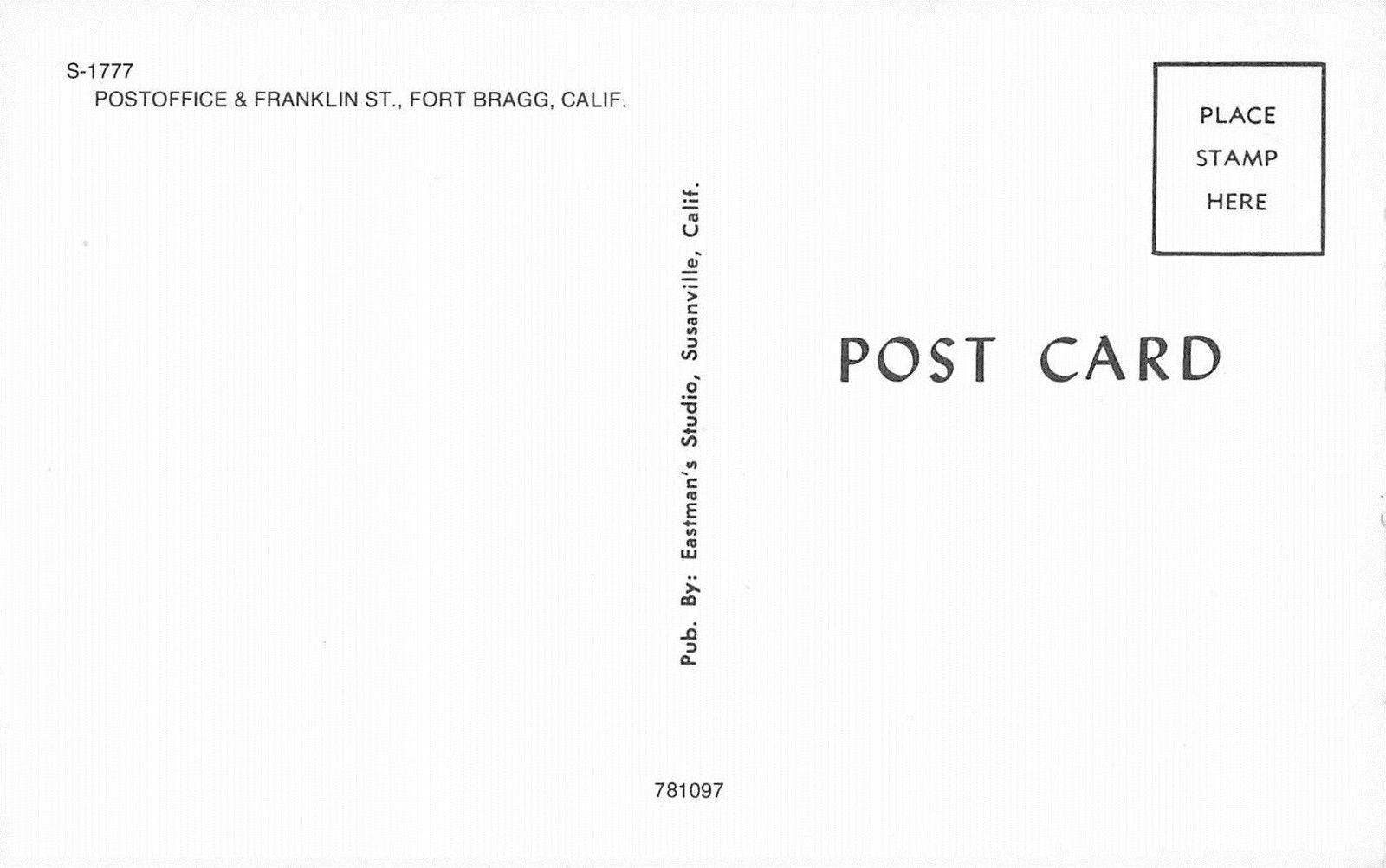 Fort Bragg California post office & Franklin St street scene vintage pc (Z9402) - Image 2