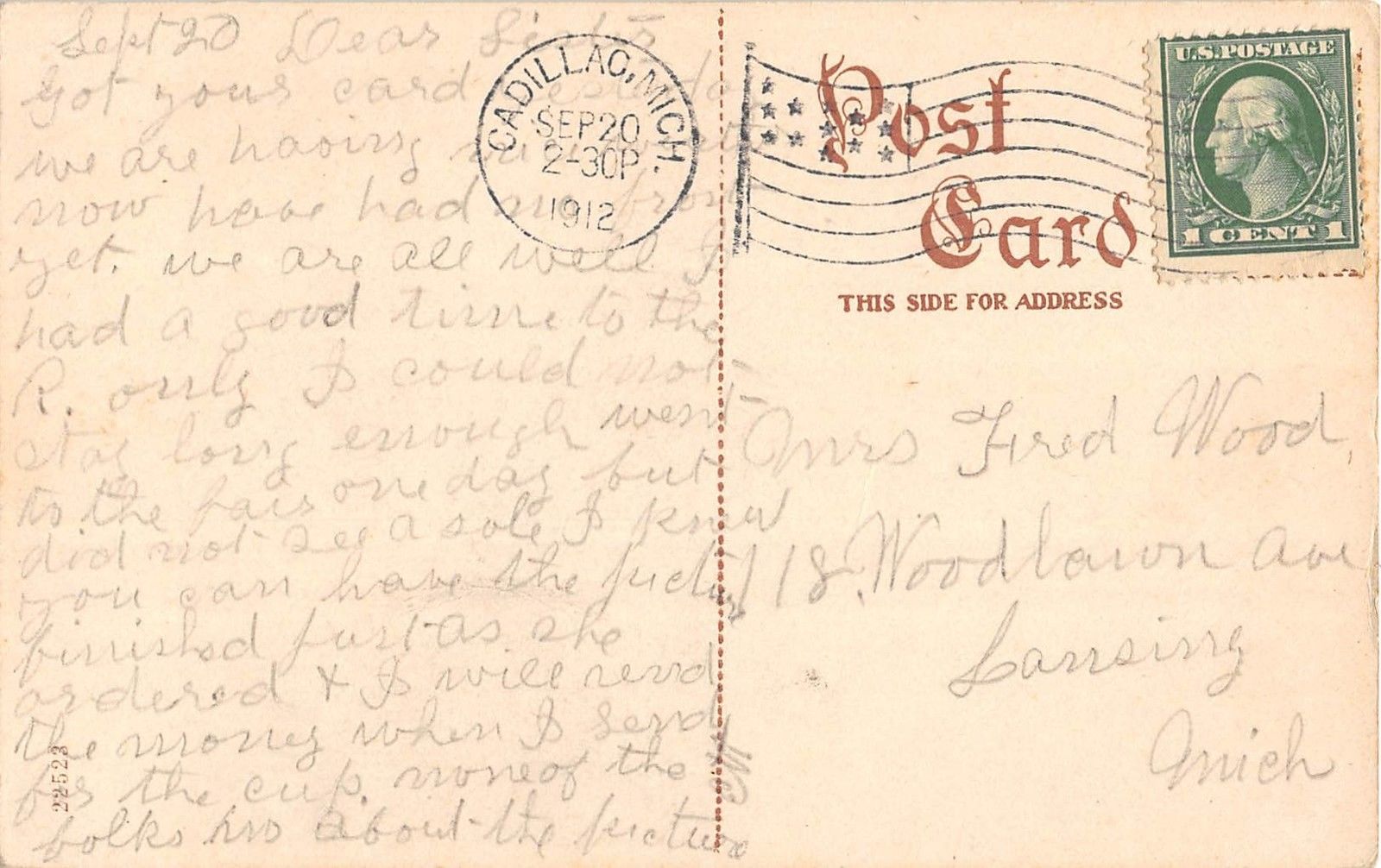 Cadillac Michigan Presbyterian Church Exterior View Antique Postcard V14192 - Image 2