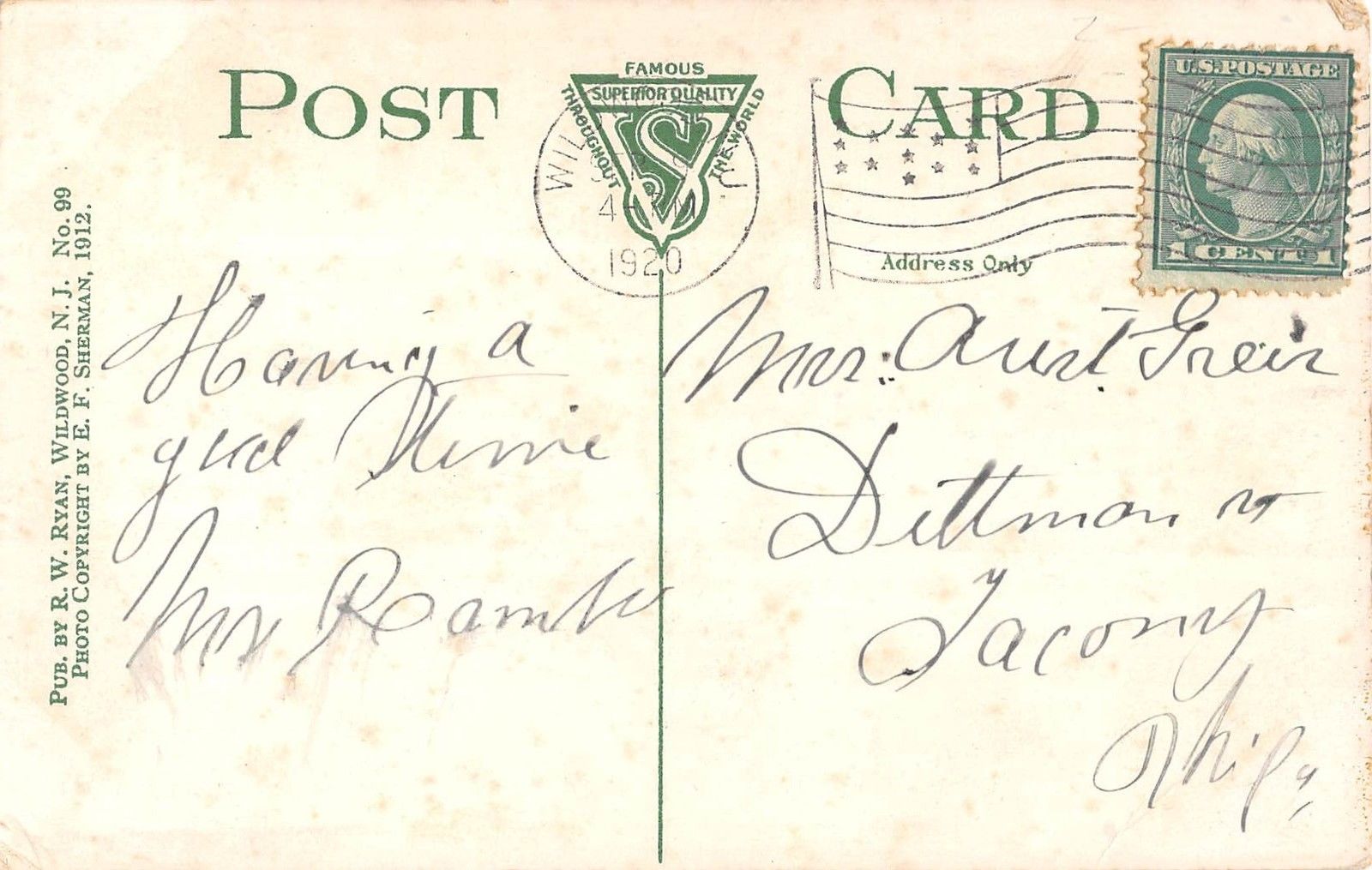 Wildwood New Jersey Boarwalk Opposite The Ocean Pier Antique Postcard V13621 - Image 2