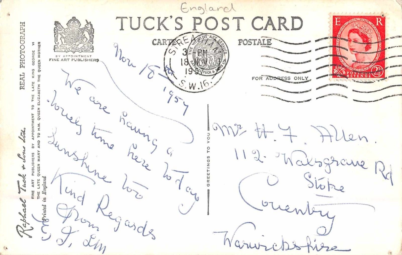 Steatham England St Leonard's Church Real Photo Antique Postcard (J35019) - Image 2