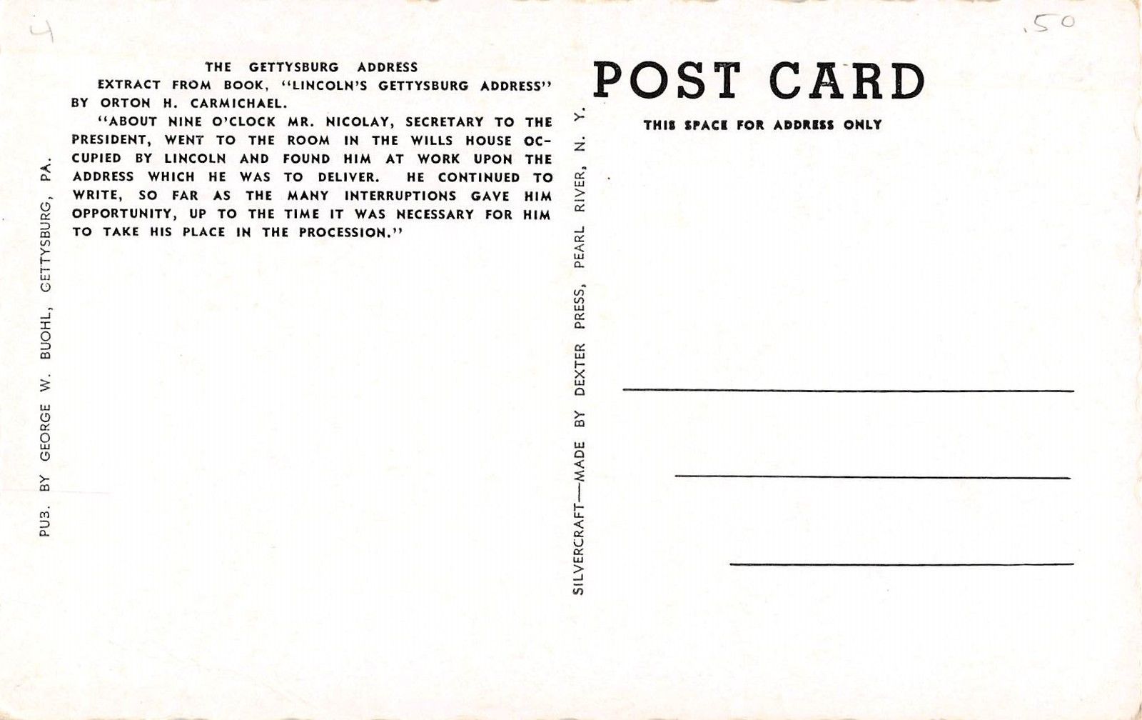 Gettysburg Pennsylvania Wills House & Masonic Temple Antique Postcard (J8613) - Image 2