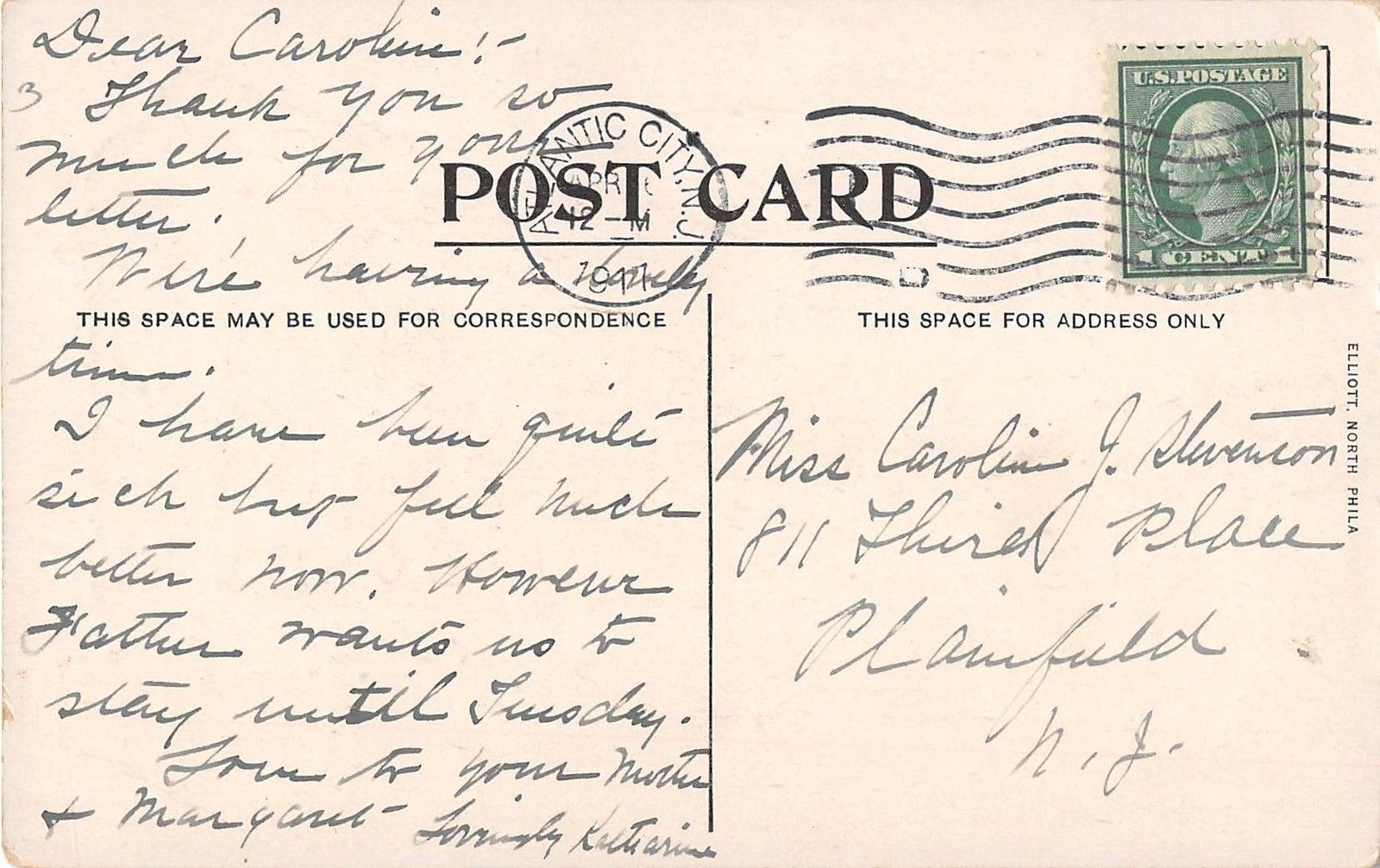 Atlantic City New Jersey Hotel Strand Antique Postcard (J8491) - Image 2