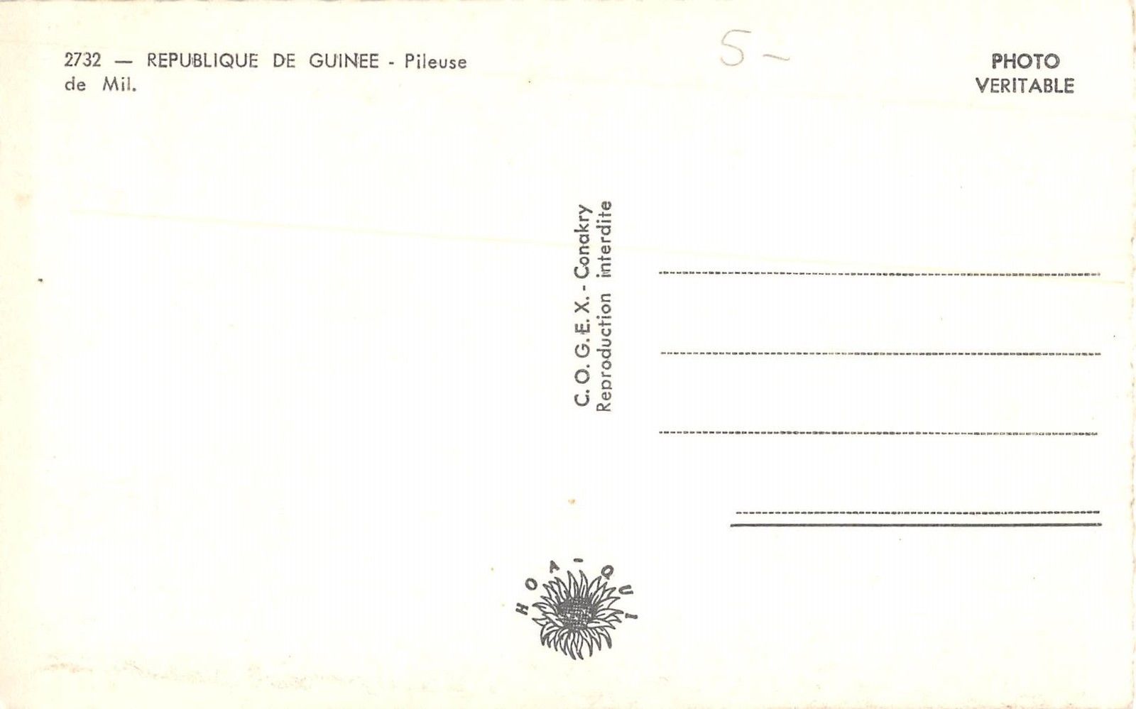 Republique de Guinee Pileuse de Mil Woman Real Photo Antique Postcard (J8993) - Image 2