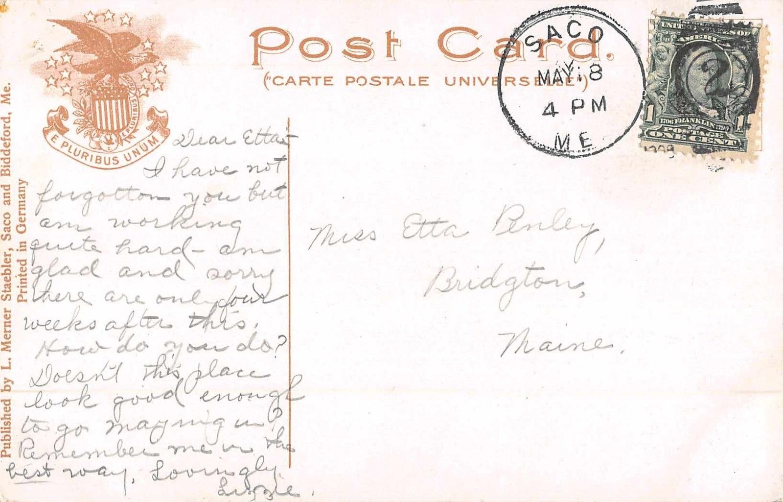 North Saco Maine Pasture Scene Antique Postcard (J37042) - Image 2