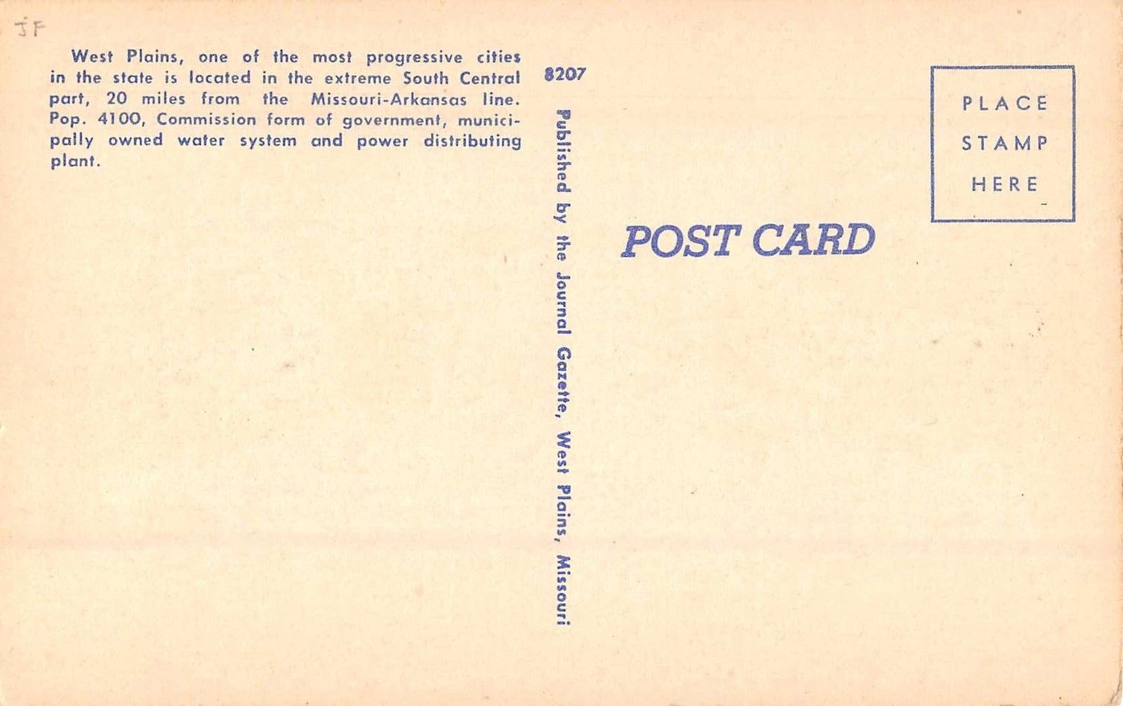 West Plains Missouri Washington Avenue Looking North Antique Postcard (J33766) - Image 2