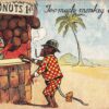 Dressed Monkey in Checkered Suit at Coconut Stand Antique Postcard B950