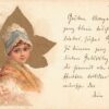 Girl with Flower Gold Leaf Unsigned Brundage Antique Postcard (J37430)