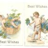 2 - Best Wishes Angels with Flowers, Baskets, Clover Antique Postcards N5243