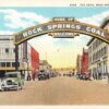 Rock Springs Wyoming view of Welcome Arch & business district antique pc (Y9609)