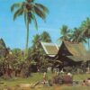 Malacca Malaysia Malay Kampong Village Scene Vintage Postcard (J15827)