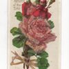 Klein Beaded & Glittered Roses Greetings Antique Postcard N3803