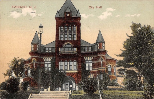 Passaic New Jersey City Hall General Exterior View Antique Postcard 