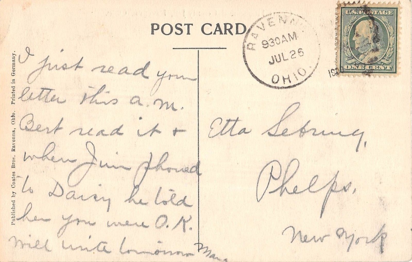 Ravenna Ohio Court House And County Jail General View Antique Postcard V19129 - Image 2