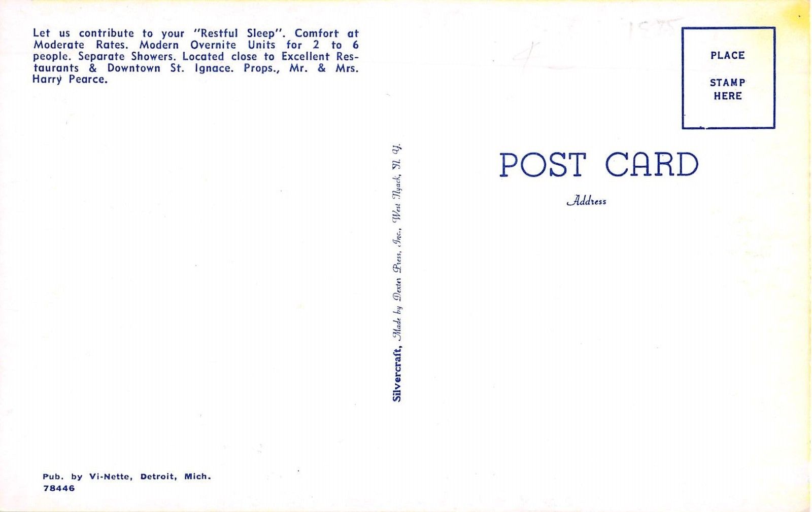 St Ignace Michigan Arnold Court Vintage Postcard (J19567) - Image 2