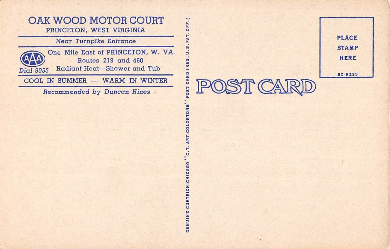 Princeton West Virginia Oakwood Motor Court General View Antique Postcard V18837 - Image 2