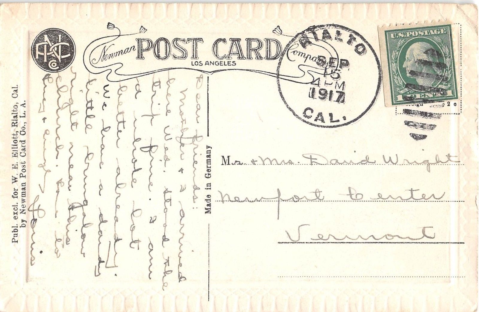 Rialto California Christian Church Antique Postcard (J11469) - Image 2