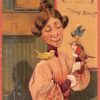 Spinster lady with birds "They all have a mate but me!" antique pc (Y6838)