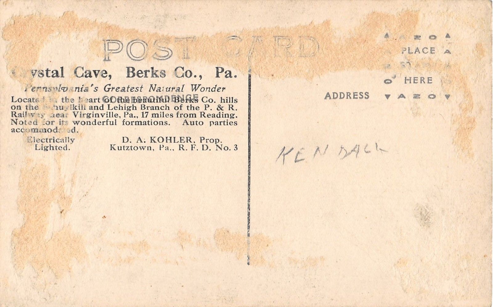 Crystal Cave Pennsylvania Berks County Interior Real Photo Antique PC (J17716) - Image 2