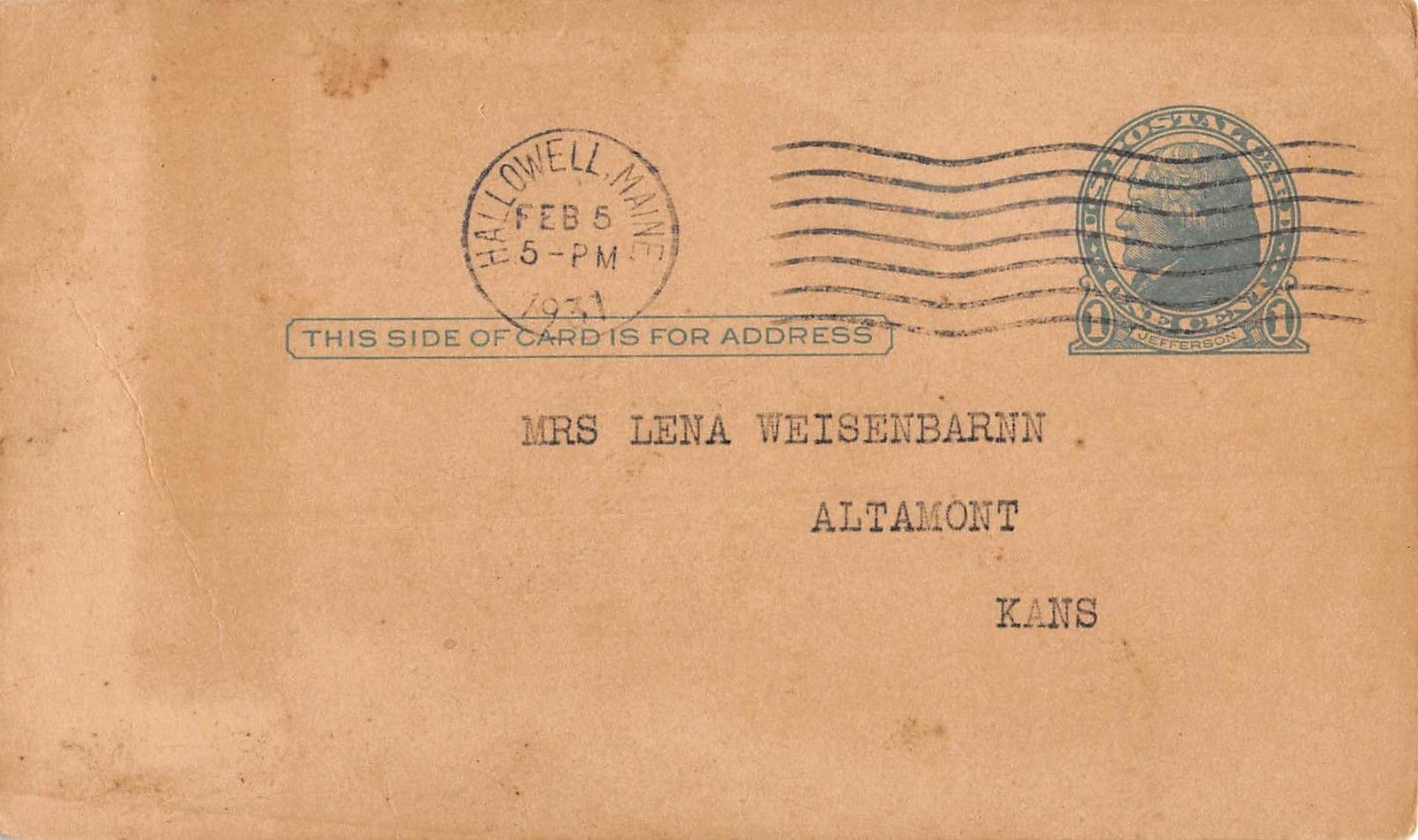 Hallowell Maine Lake Scenic View Government Postal Antique Postcard (J27441) - Image 2