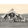 Dinner at the cow camp, cow "punchers" at home antique postcard V4702