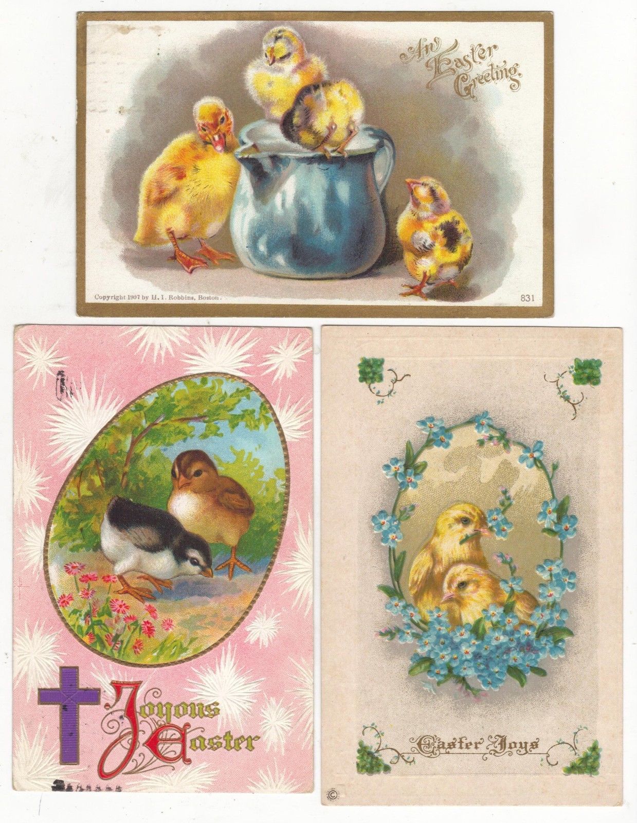 Group of 9 Cross, Bells, Chicks Easter Greetings Antique Postcards N4166 - Image 2