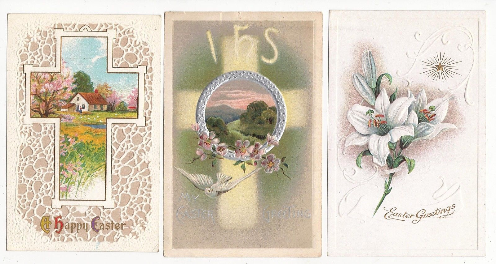 Group of 9 Cross, Bells, Chicks Easter Greetings Antique Postcards N4166 - Image 3