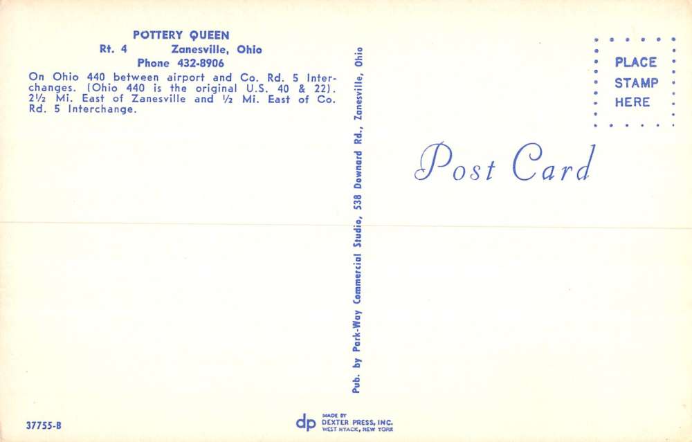 Zanesville Ohio Pottery Queen Exterior Vintage Postcard K20893 - Image 2