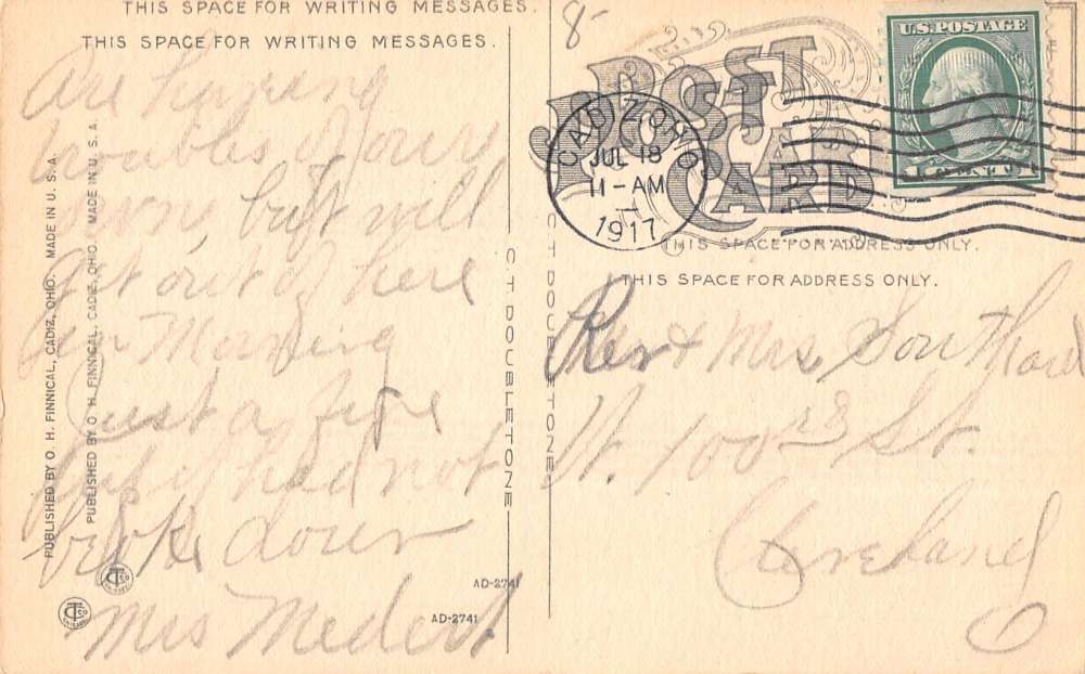 Cadiz Ohio ME Church Exterior Street View Antique Postcard K21124 - Image 2